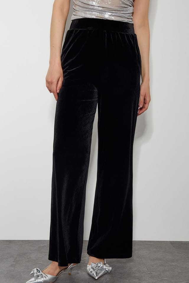 Monsoon Monsoon Women's Vora Velvet Wide Leg Trousers Black - 2