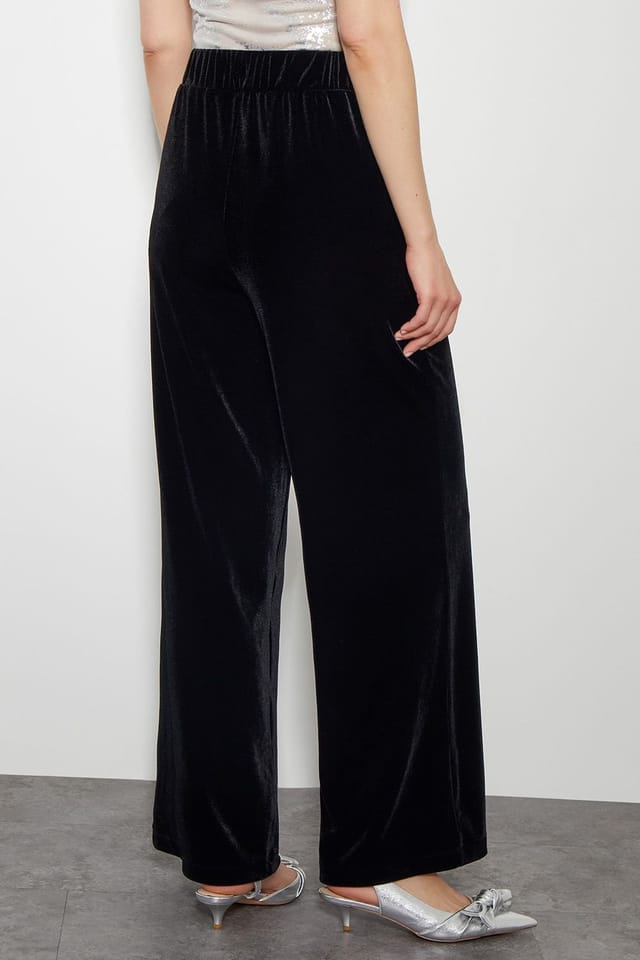 Monsoon Monsoon Women's Vora Velvet Wide Leg Trousers Black - 3