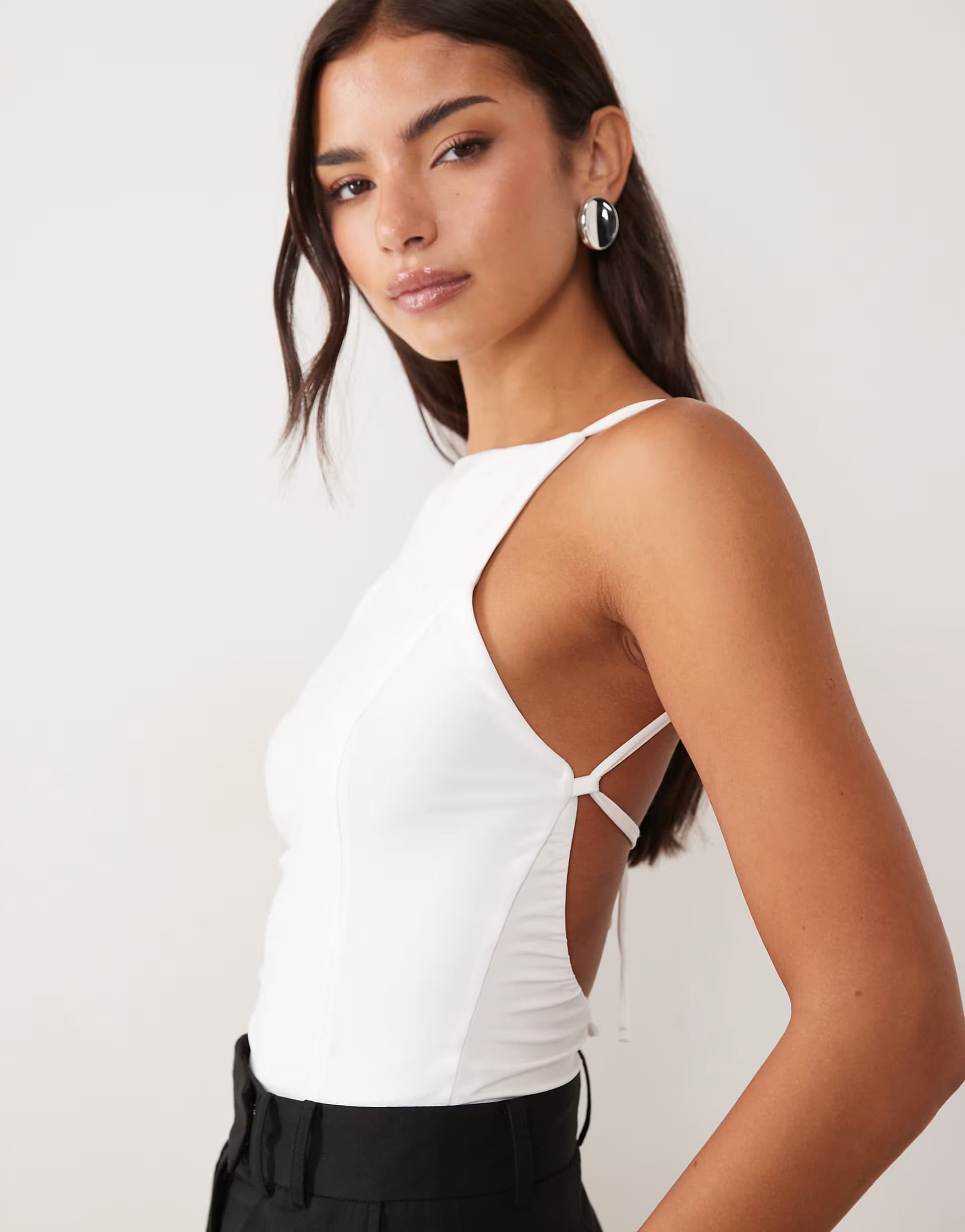 ASOS ASOS DESIGN slinky square neck bodysuit in white