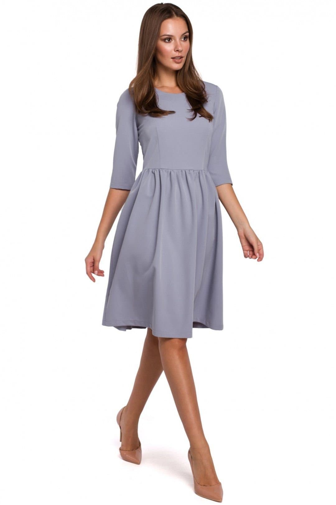 Love Lace Love Lace Women's Classic Flared Midi Dress with Covered Zipper in Grey