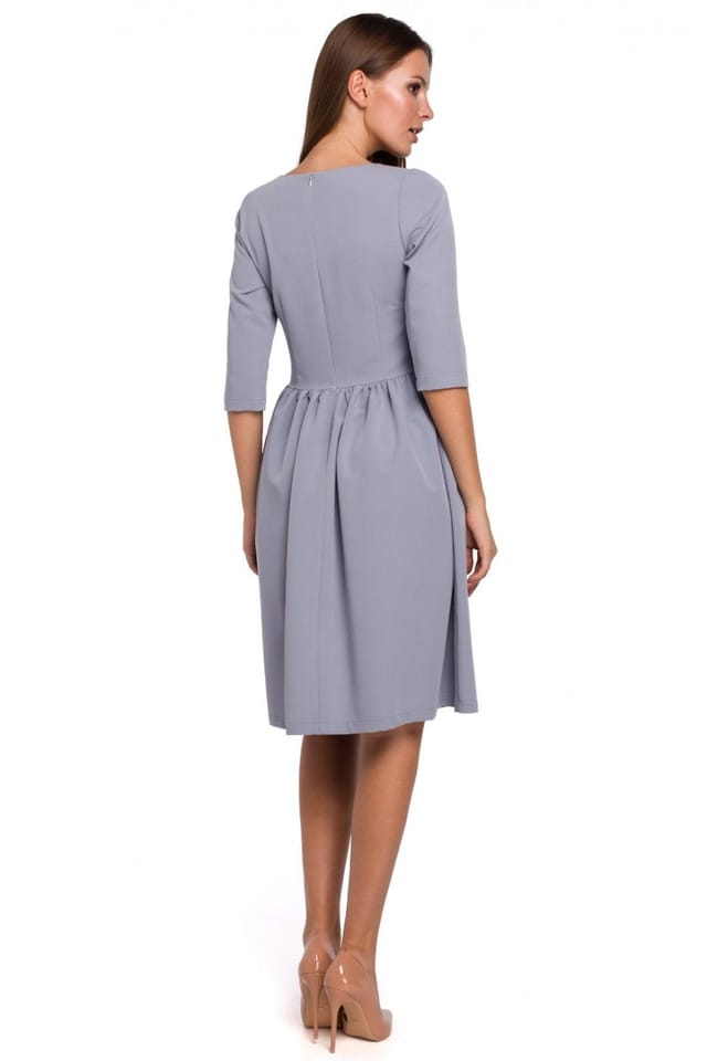 Love Lace Love Lace Women's Classic Flared Midi Dress with Covered Zipper in Grey - 2