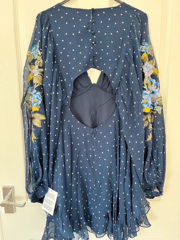 ASOS ASOS embroidered mini dress with blouson sleeves and polka dots