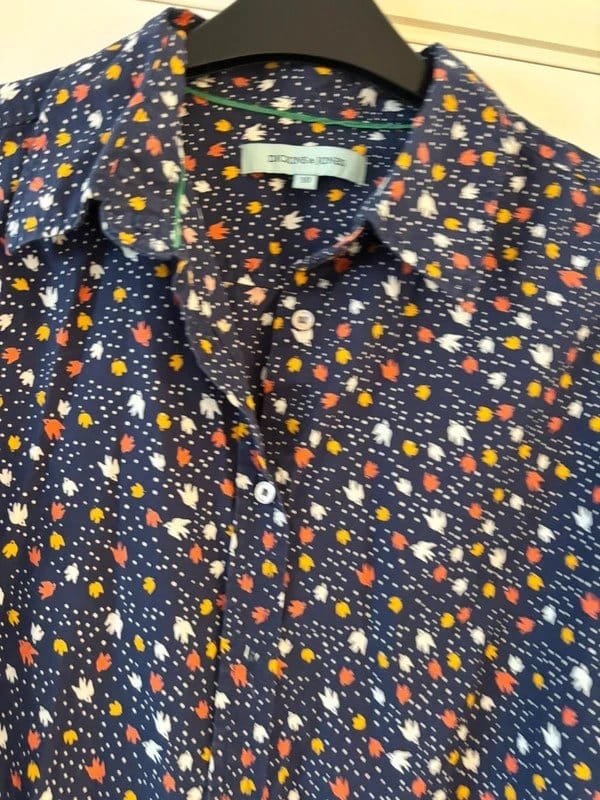 Dickins & Jones Navy Blue Bird Print Blouse Size 10