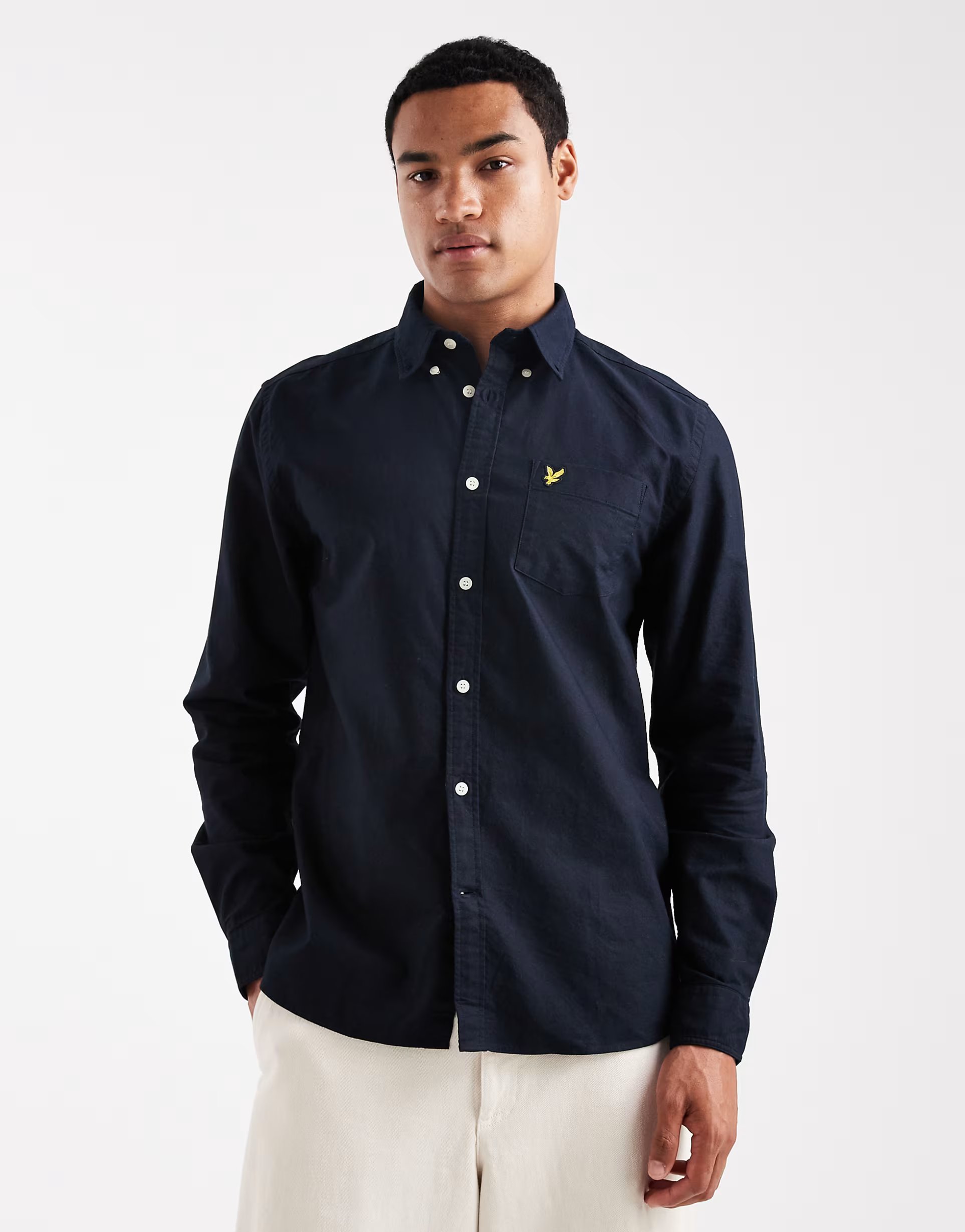 ASOS Lyle & Scott plain oxford shirt in dark navy - 1