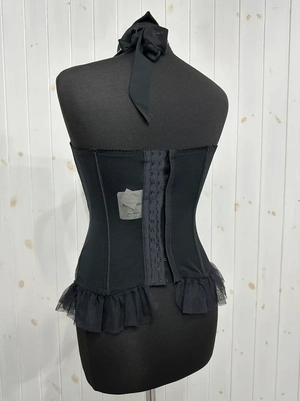 Ann Summers Mauve Pink & Black Lace Corset Bustier