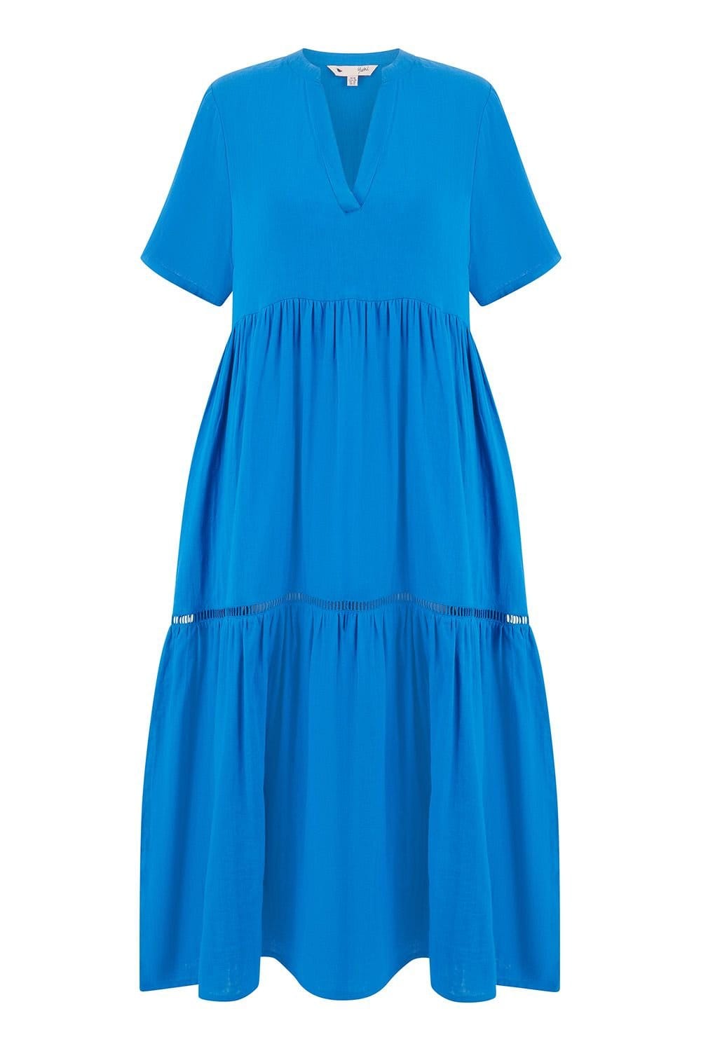 Yumi Yumi Women's Blue Double Cotton Long Kaftan - 4