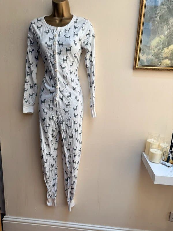 Next Next white grey all in one jumpsuit onesie pyjamas loungewear