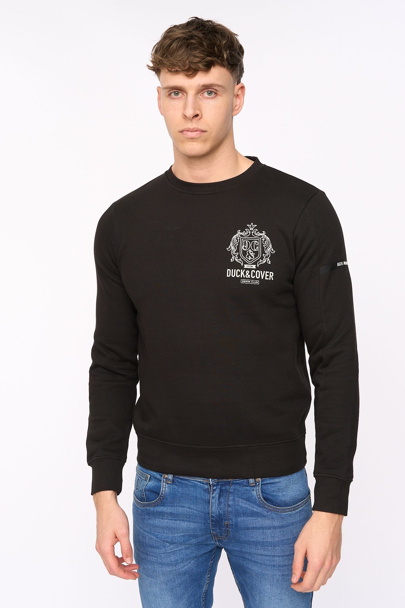Duck and Cover Duck and Cover Men's Stoneham Functional Crew Neck Sweatshirt in Black - 1