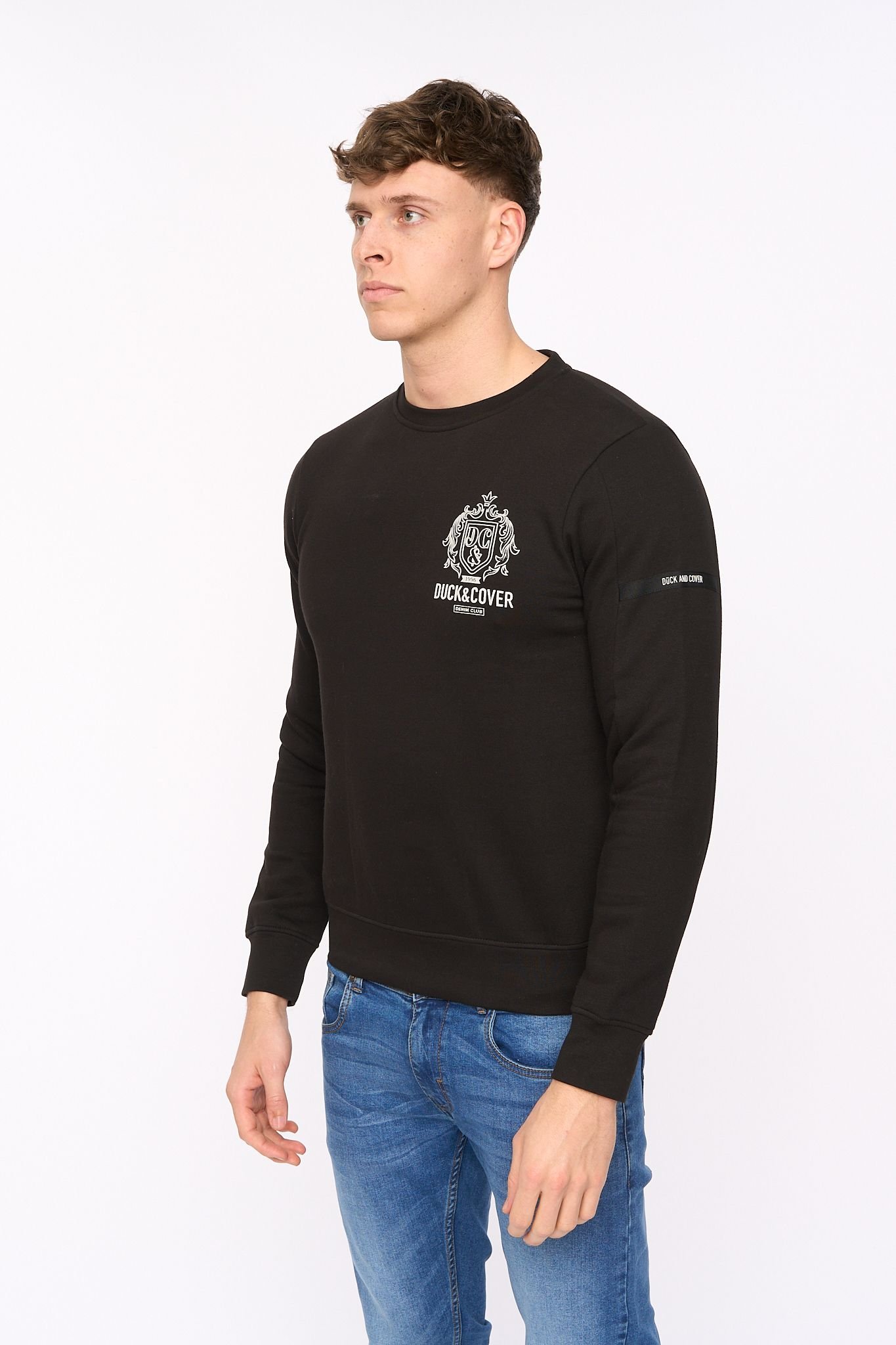 Duck and Cover Duck and Cover Men's Stoneham Functional Crew Neck Sweatshirt in Black - 3