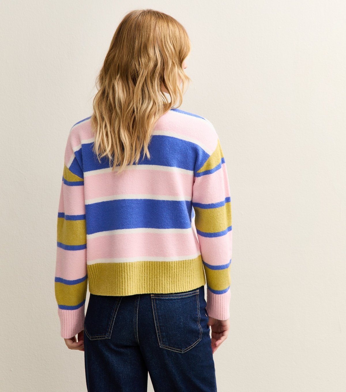 New Look Women's Pink and Blue Striped Crew Neck Jumper New Look - 4
