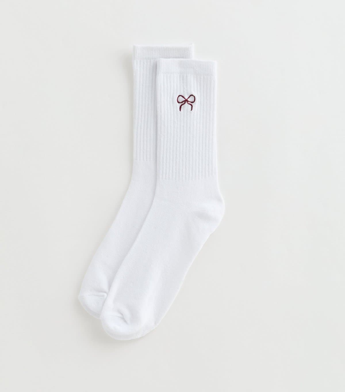 New Look White Bow Embroidered Tube Sock New Look