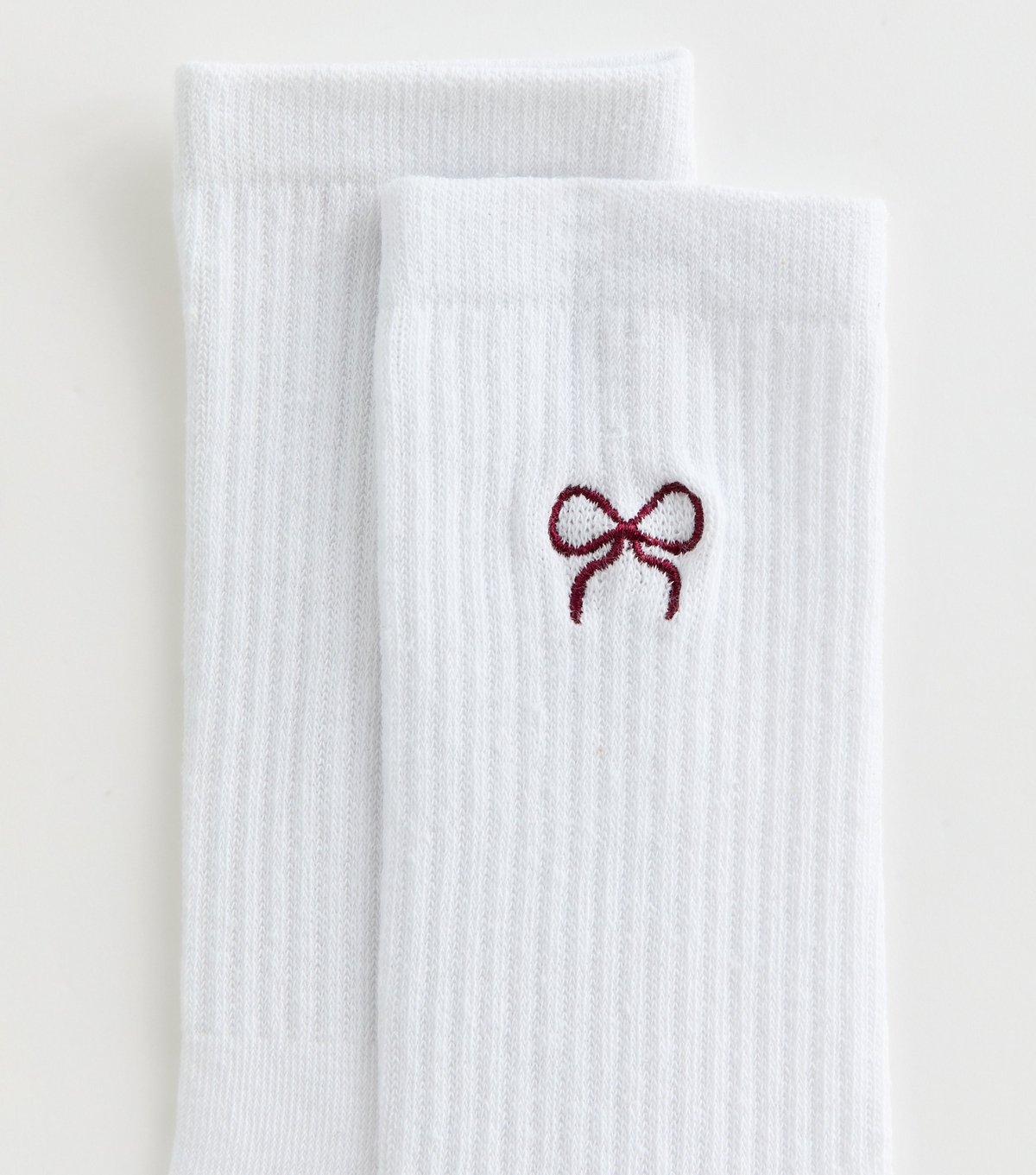 New Look White Bow Embroidered Tube Sock New Look - 2