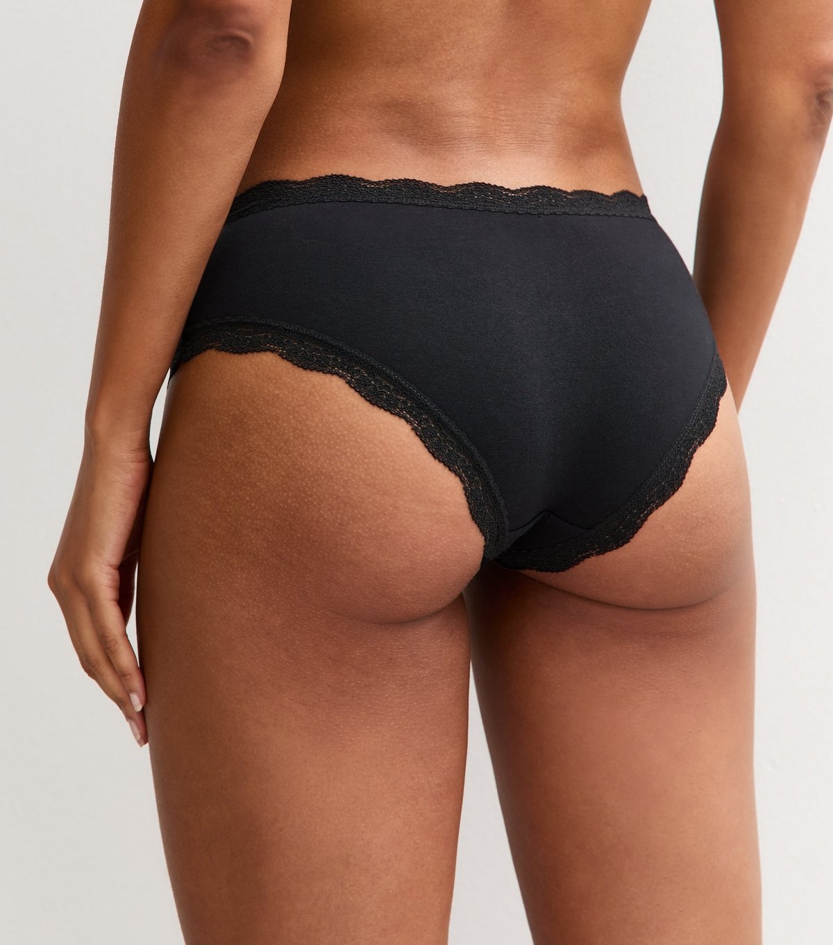 New Look Women's Black Cotton Lace Trimmed Short Briefs New Look - 4