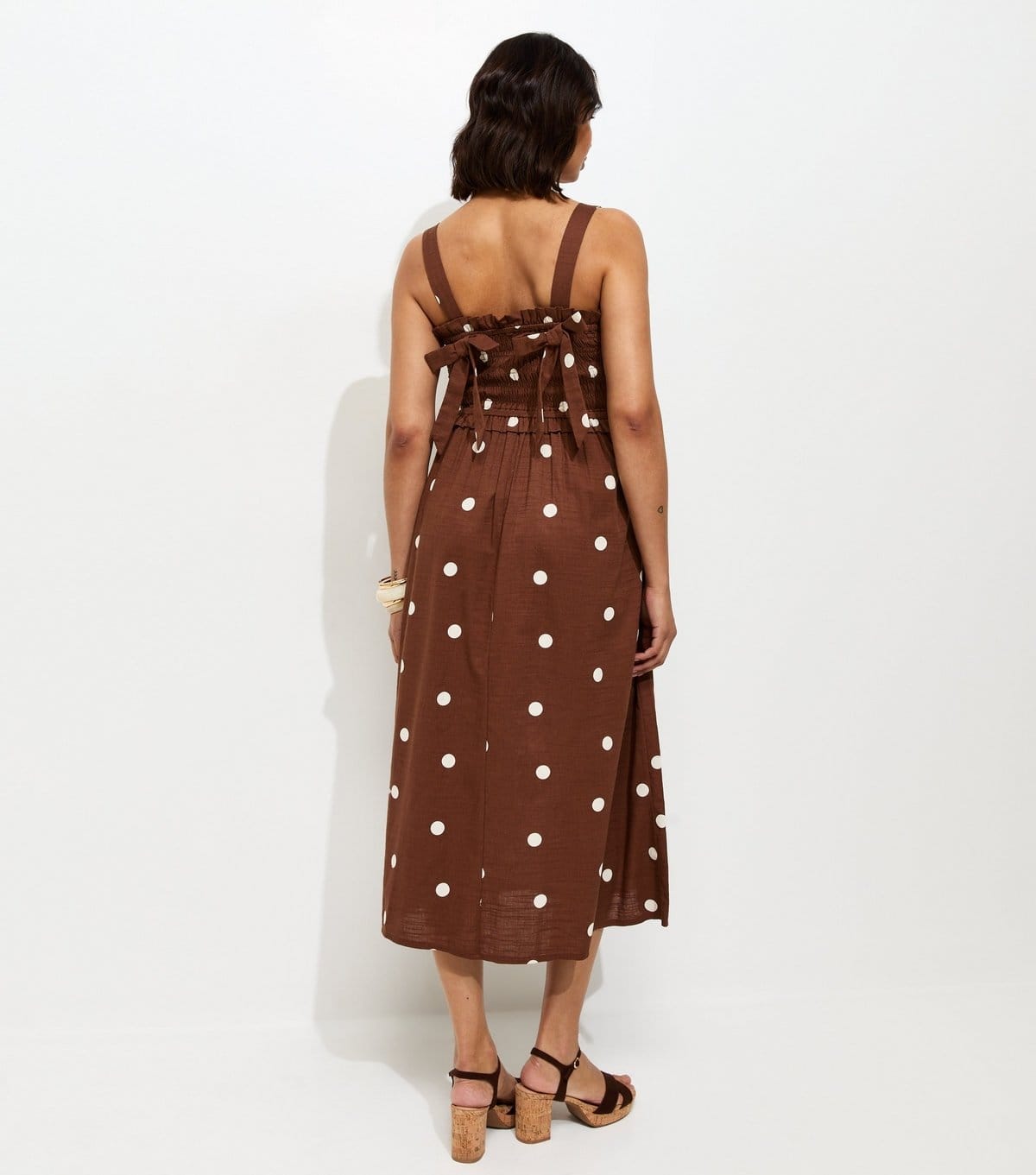 New Look Women's Maternity Brown Polka Dot Bow Back Midi Dress New Look - 4