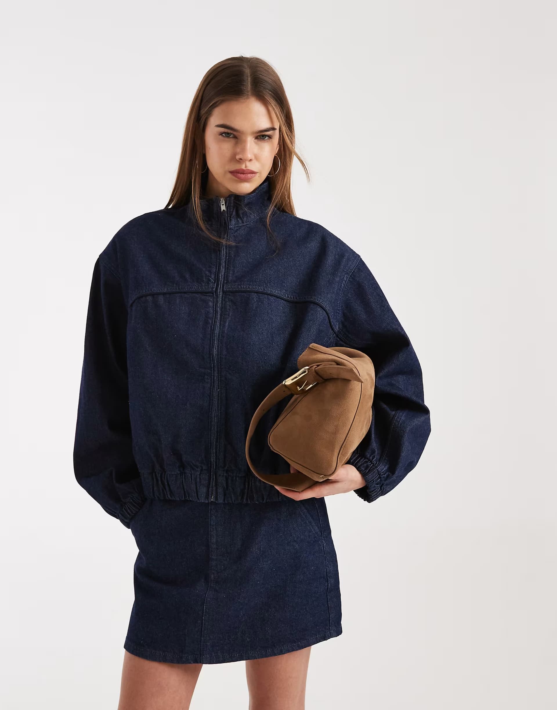 ASOS ASOS DESIGN denim track jacket co-ord in rinse