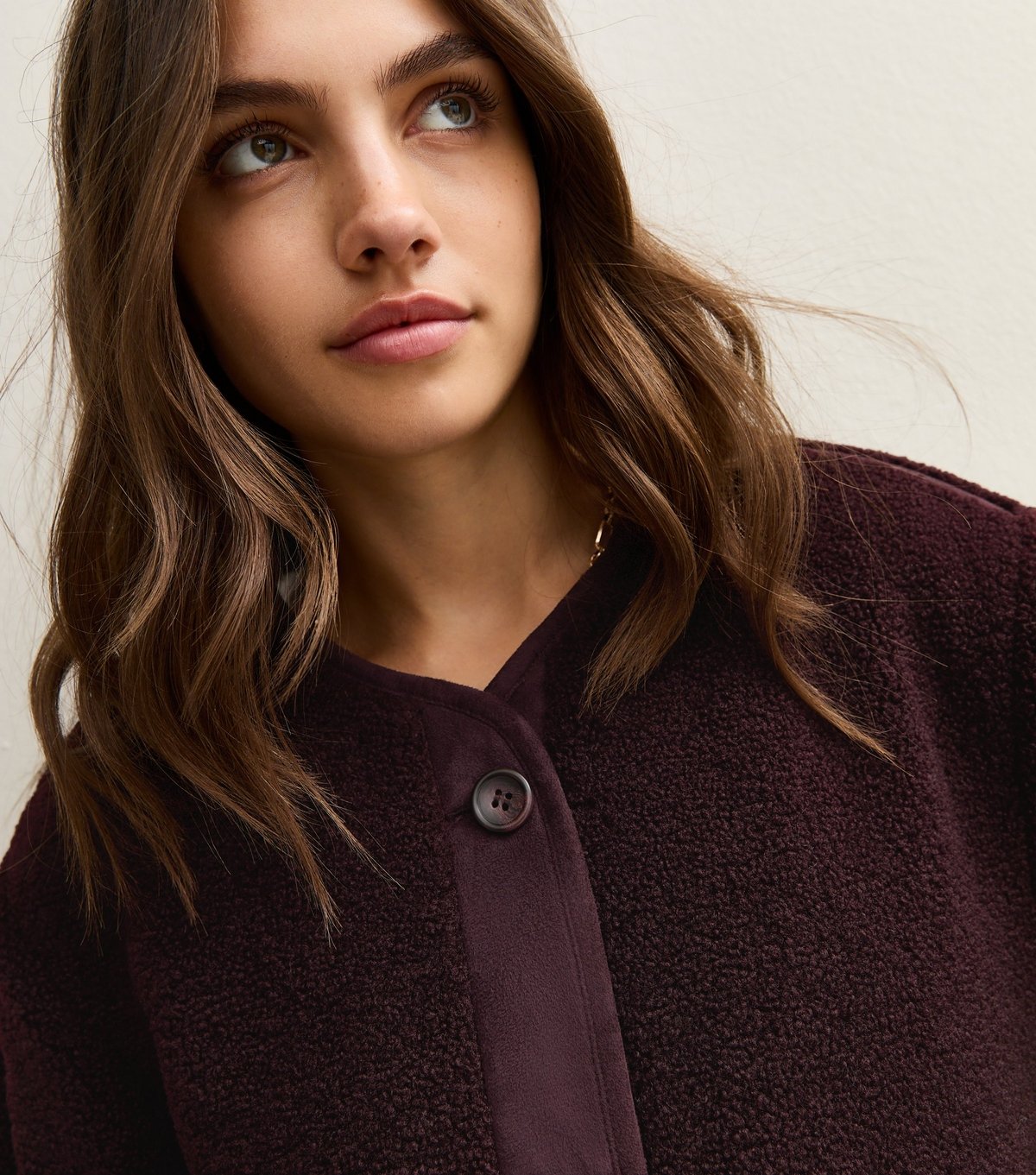 New Look Women's Dark Burgundy Borg Button Through Jacket New Look - 3