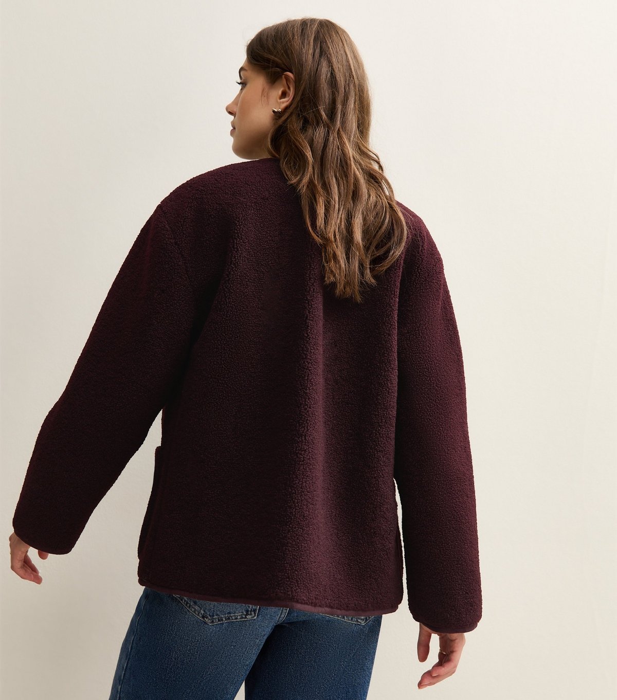 New Look Women's Dark Burgundy Borg Button Through Jacket New Look - 4