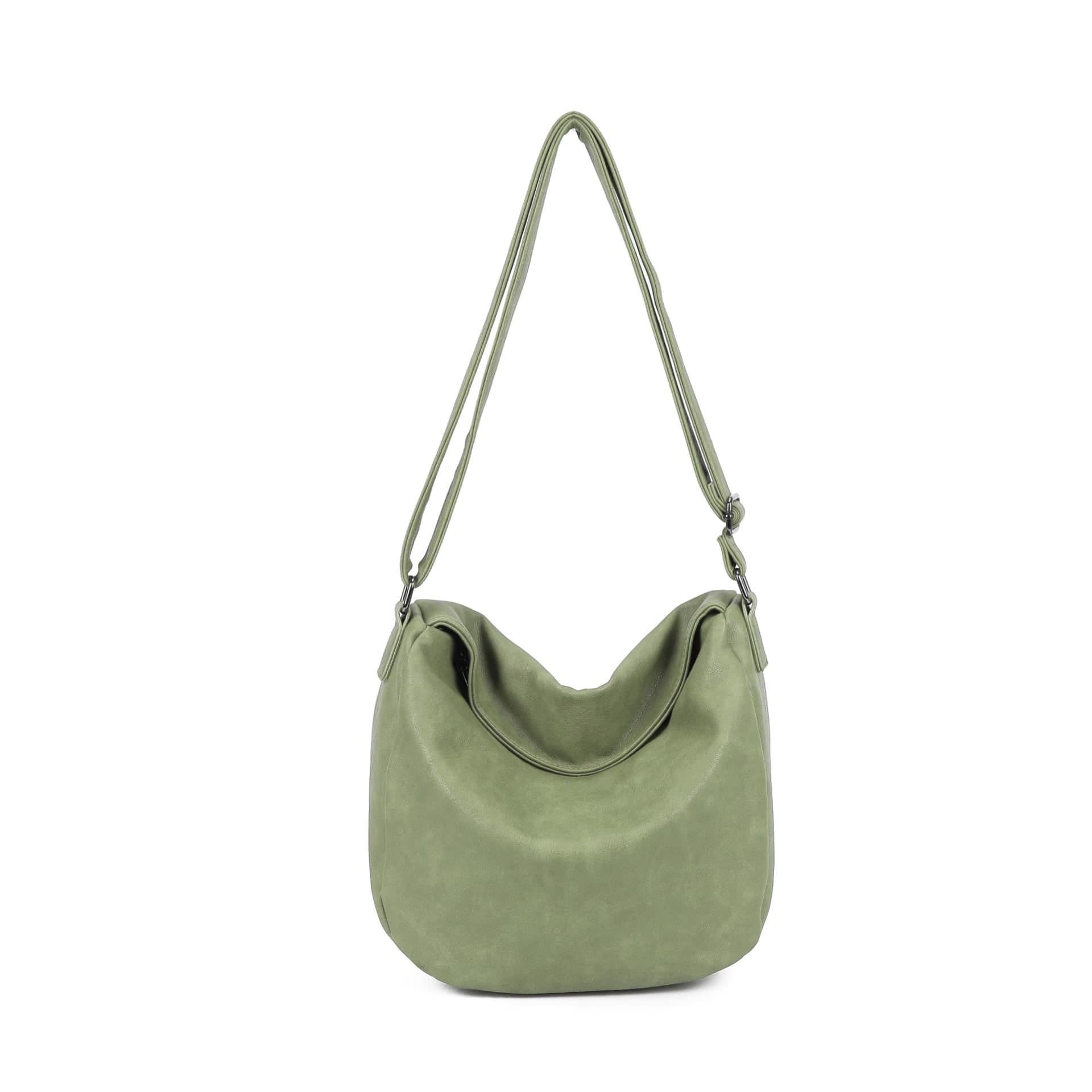 Woodland Leathers Woodland Leathers Women's Slouch Shoulder Bag, Long Strap Crossbody Hobo Bag in Green