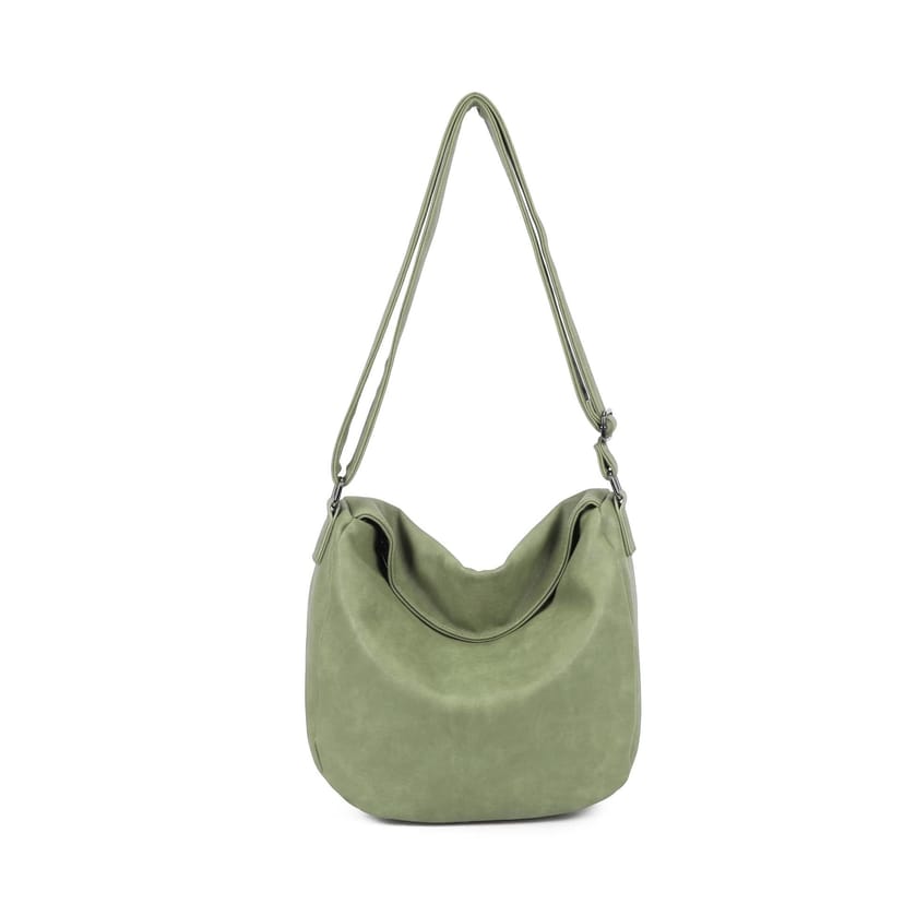 Woodland Leathers Woodland Leathers Women's Slouch Shoulder Bag, Long Strap Crossbody Hobo Bag in Green - 1
