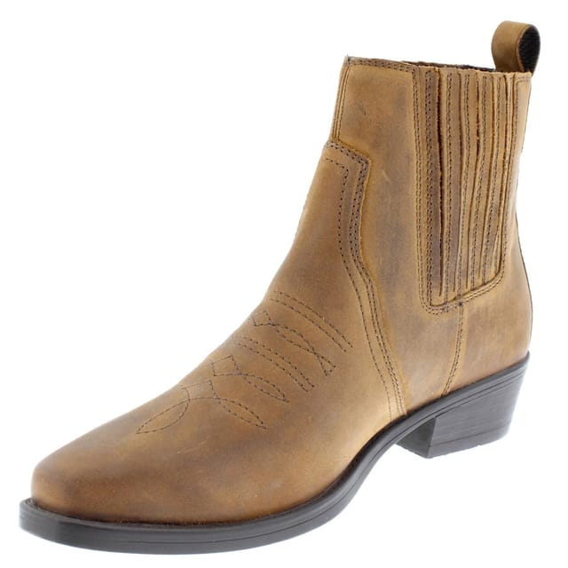 Wrangler Wrangler Men's Tex Mid Leather Western Cowboy Boots in Light Brown - 3