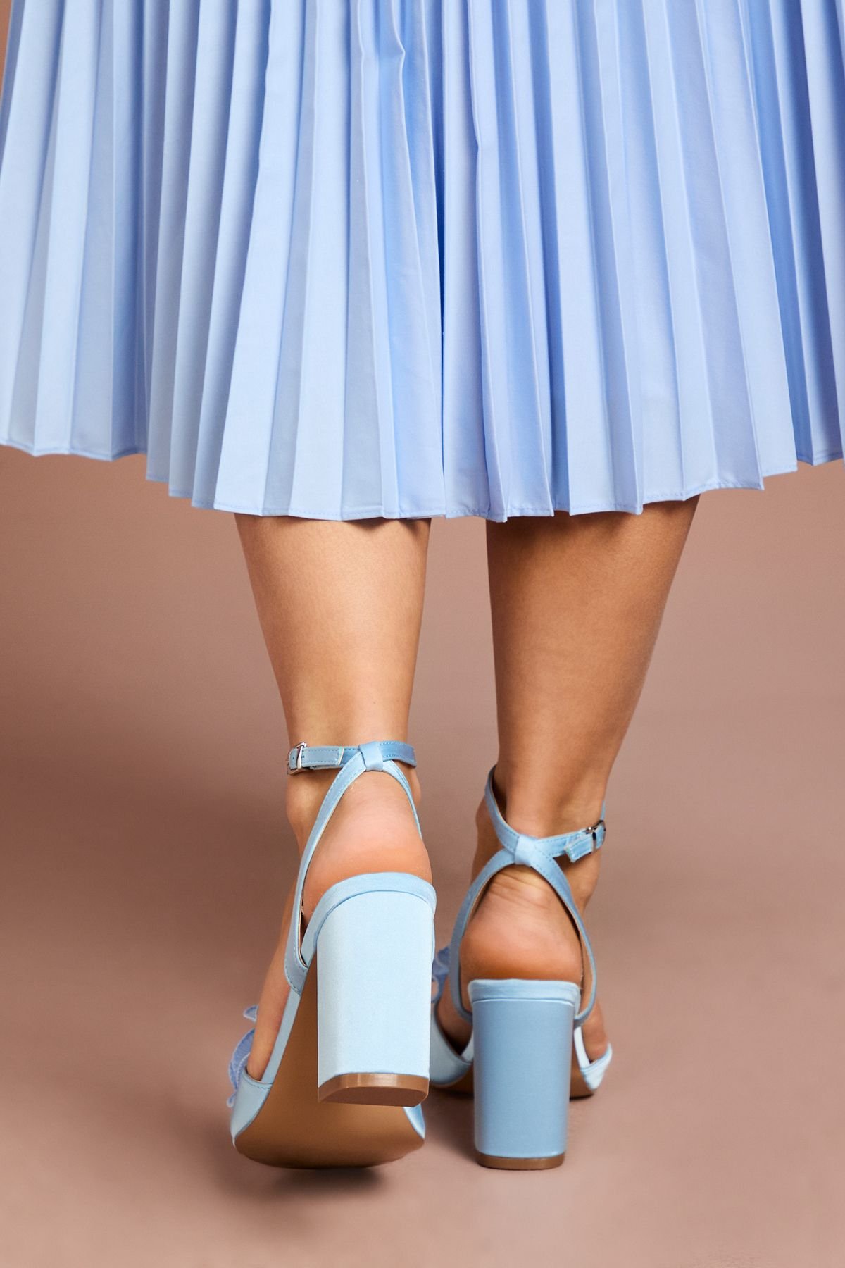 Coast Coast Women's Paloma Corsage Detail High Block Heeled Sandals in Blue - 3