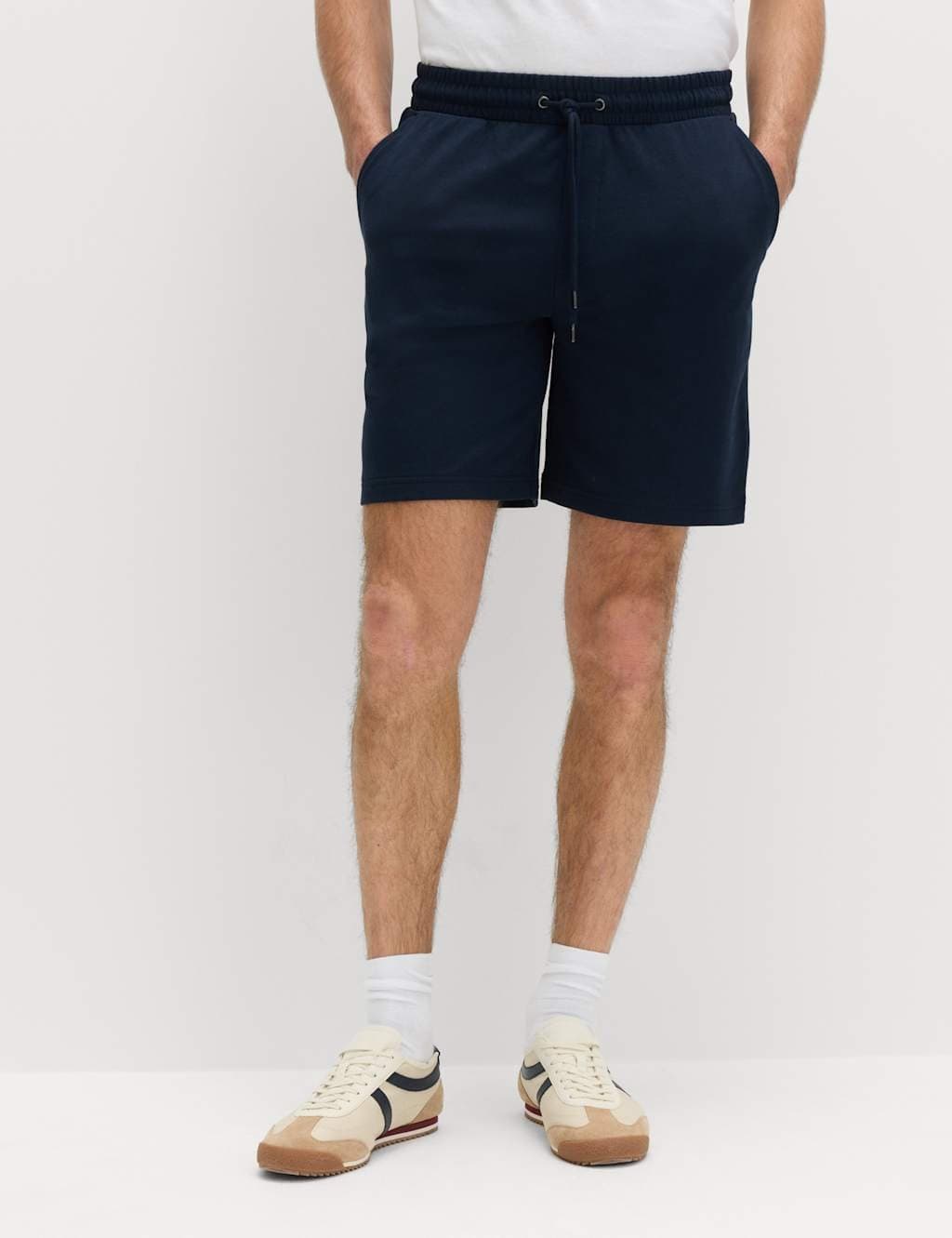 Marks & Spencer M&S Navy Cotton-Rich Elasticated Waist Shorts