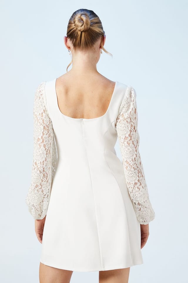 Coast Coast Women's Long Sleeve Lace Sequin Bridal Mini Dress in Ivory - 3