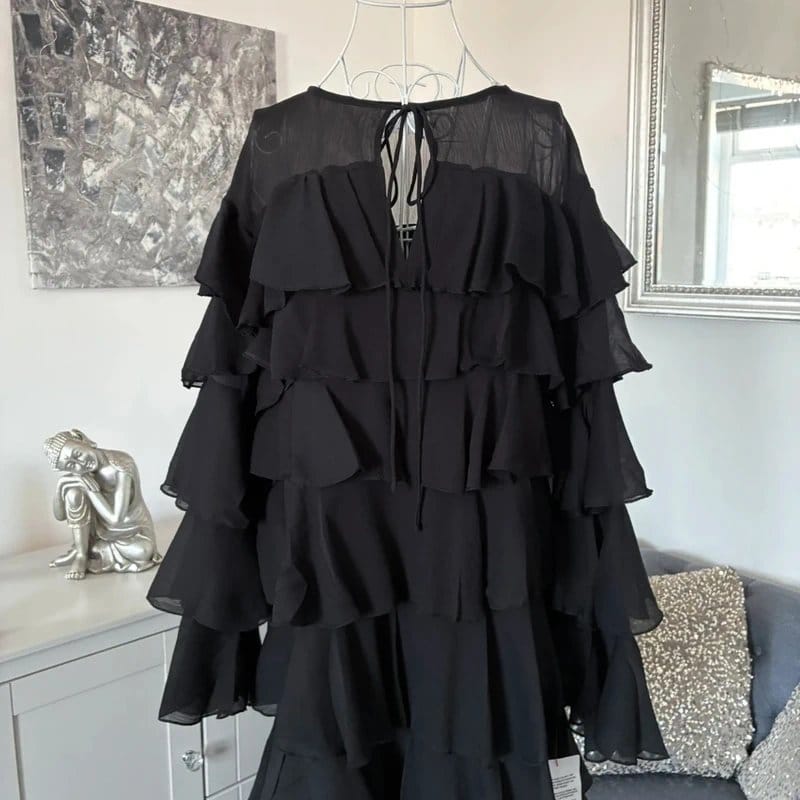 ASOS Black Chiffon Tiered Mini Dress