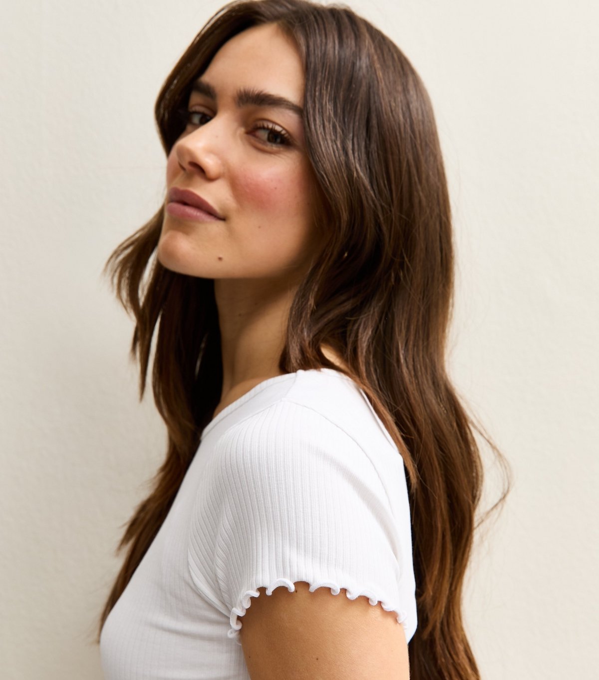 New Look Women's Petite White Ribbed Babylock Tee New Look - 2