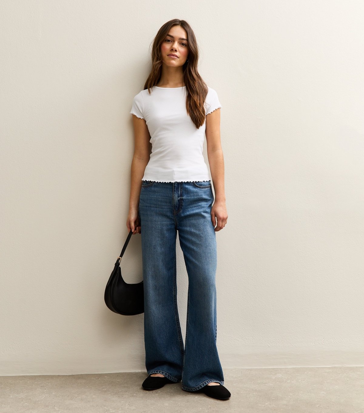 New Look Women's Petite White Ribbed Babylock Tee New Look - 3