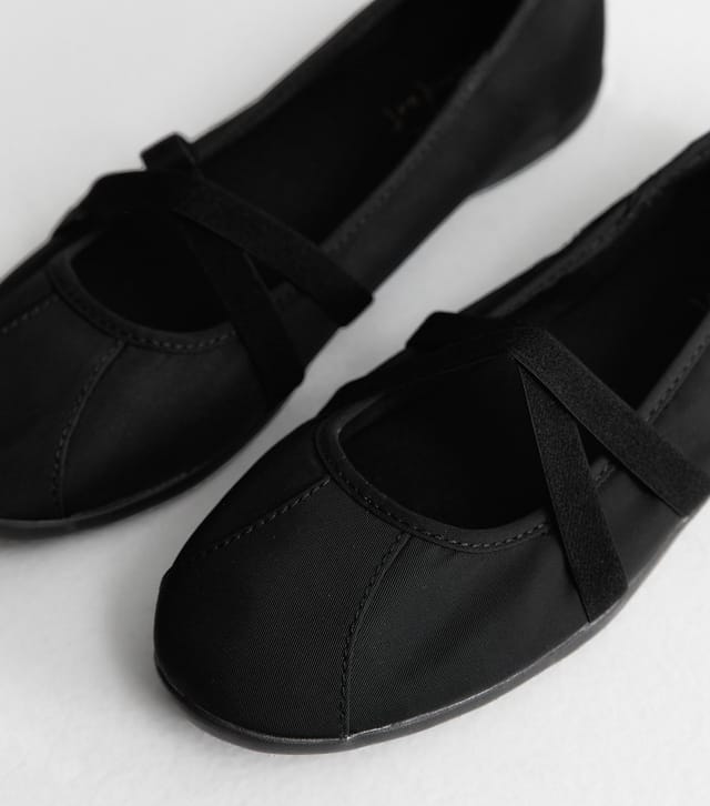 New Look Women's Black Sporty Ballet Flats Vegan New Look - 3