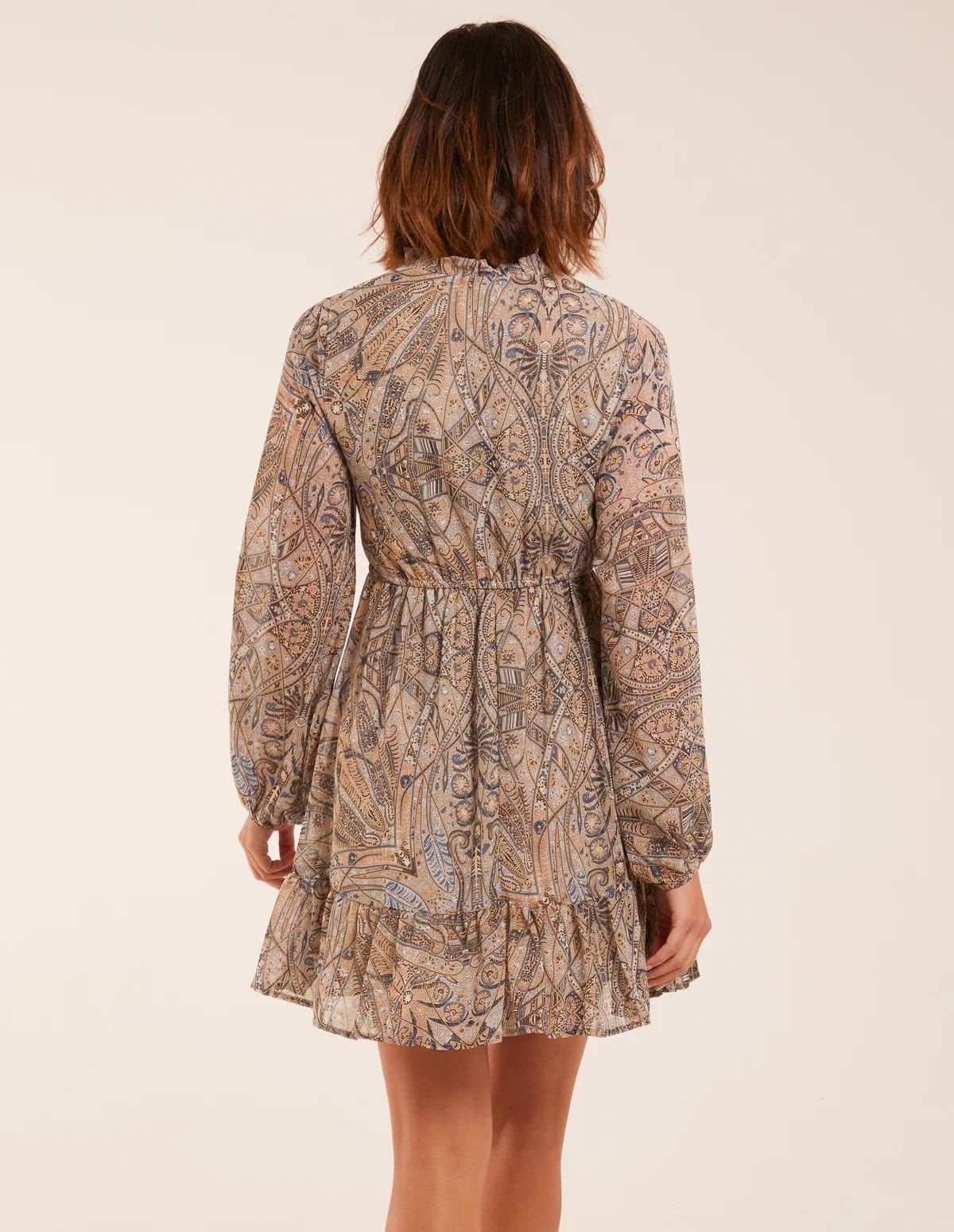 Blue Vanilla Paisley Tassel Front Mini Dress - 4