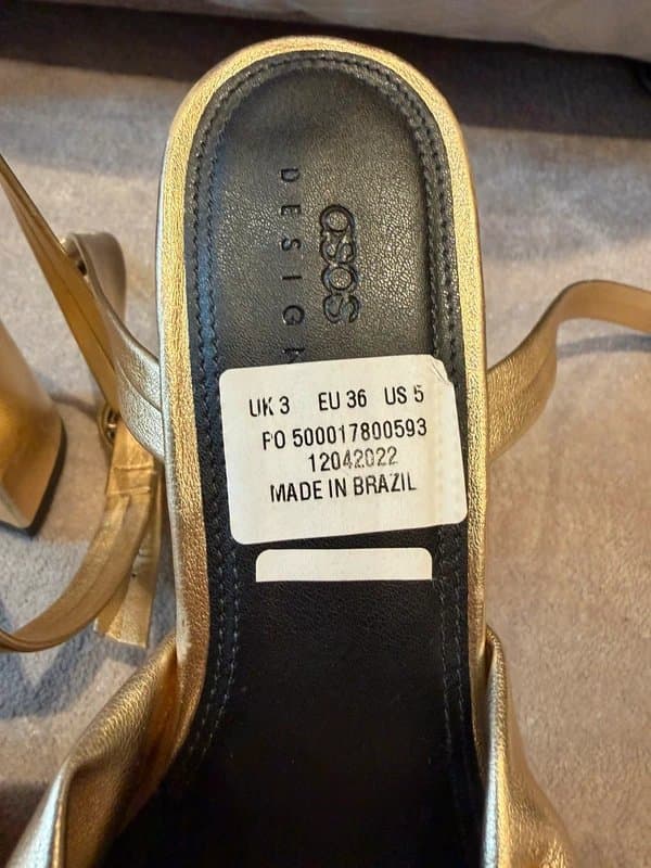 ASOS ASOS gold platform heels with knotted front – UK 3