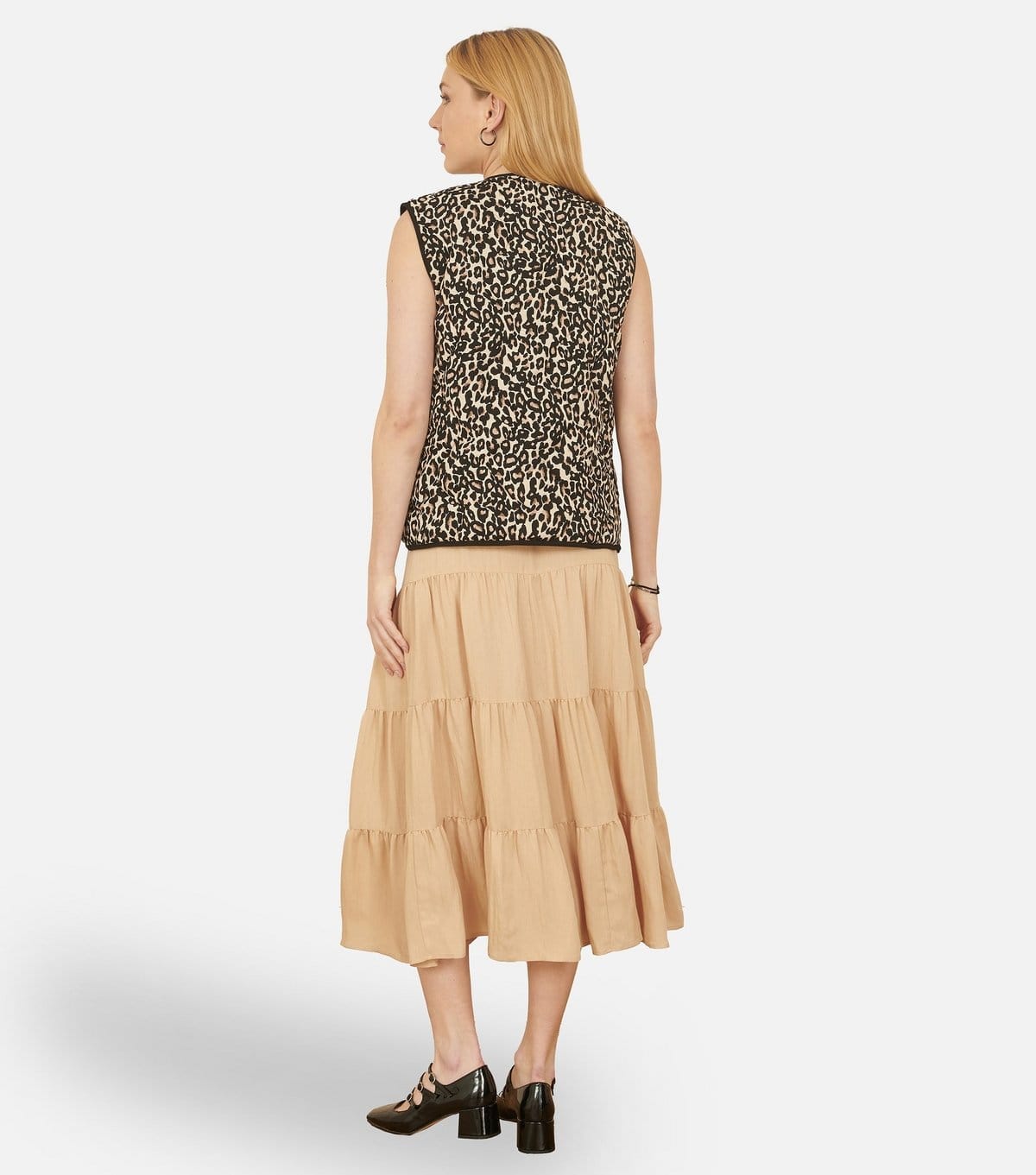 Yumi Women's Stone Button Front Tiered Gypsy Skirt Yumi New Look - 4