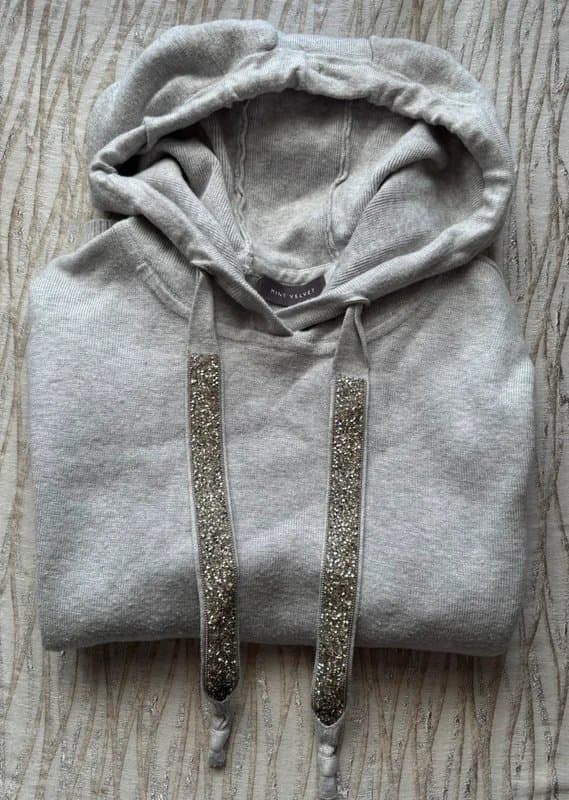 Mint Velvet Mint Velvet Knitted Hoodie Hooded Jumper Top - Diamante Rhinestone Ties - S 🌺
