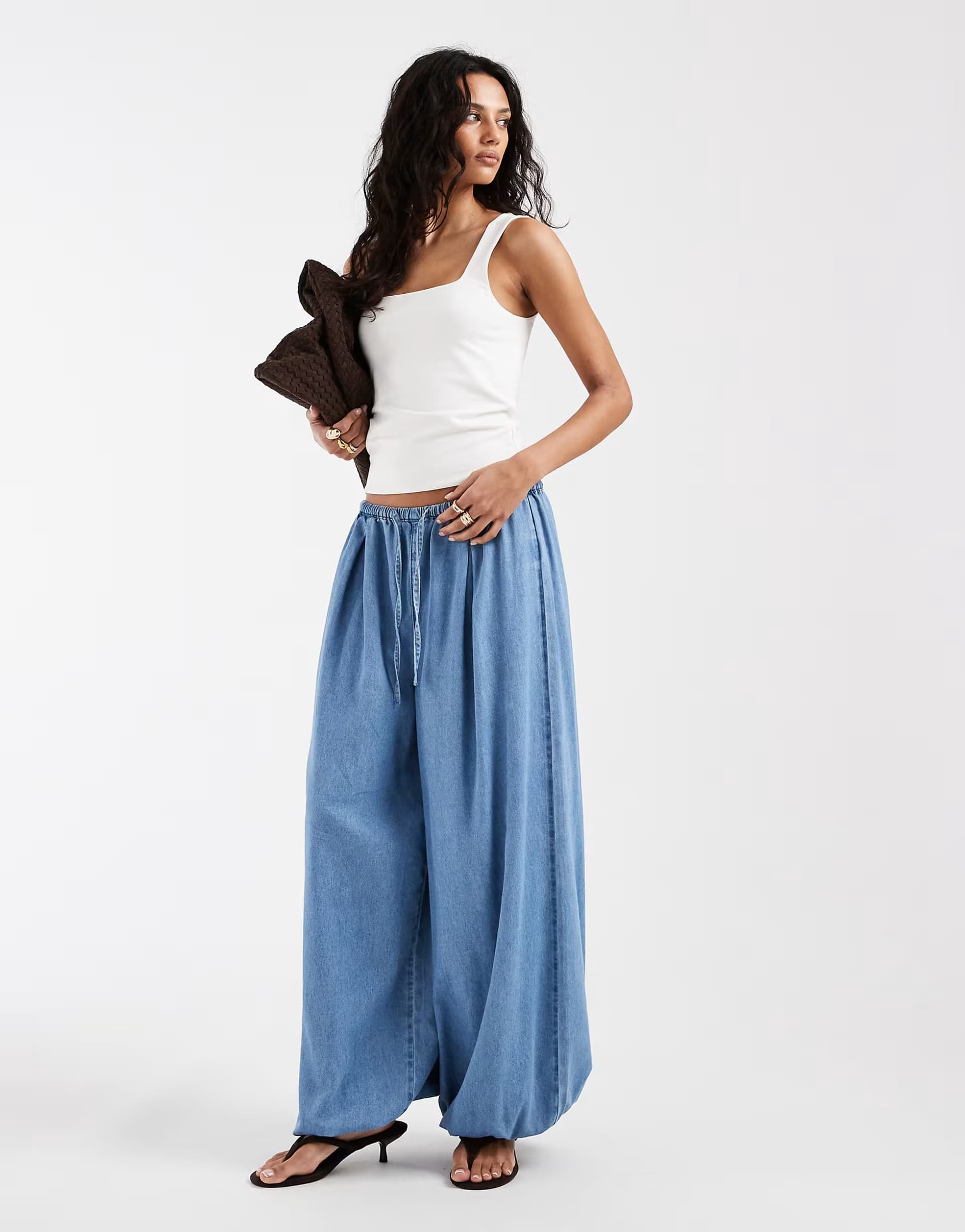 ASOS ASOS DESIGN Darkwash Denim Wide-Leg Trousers
