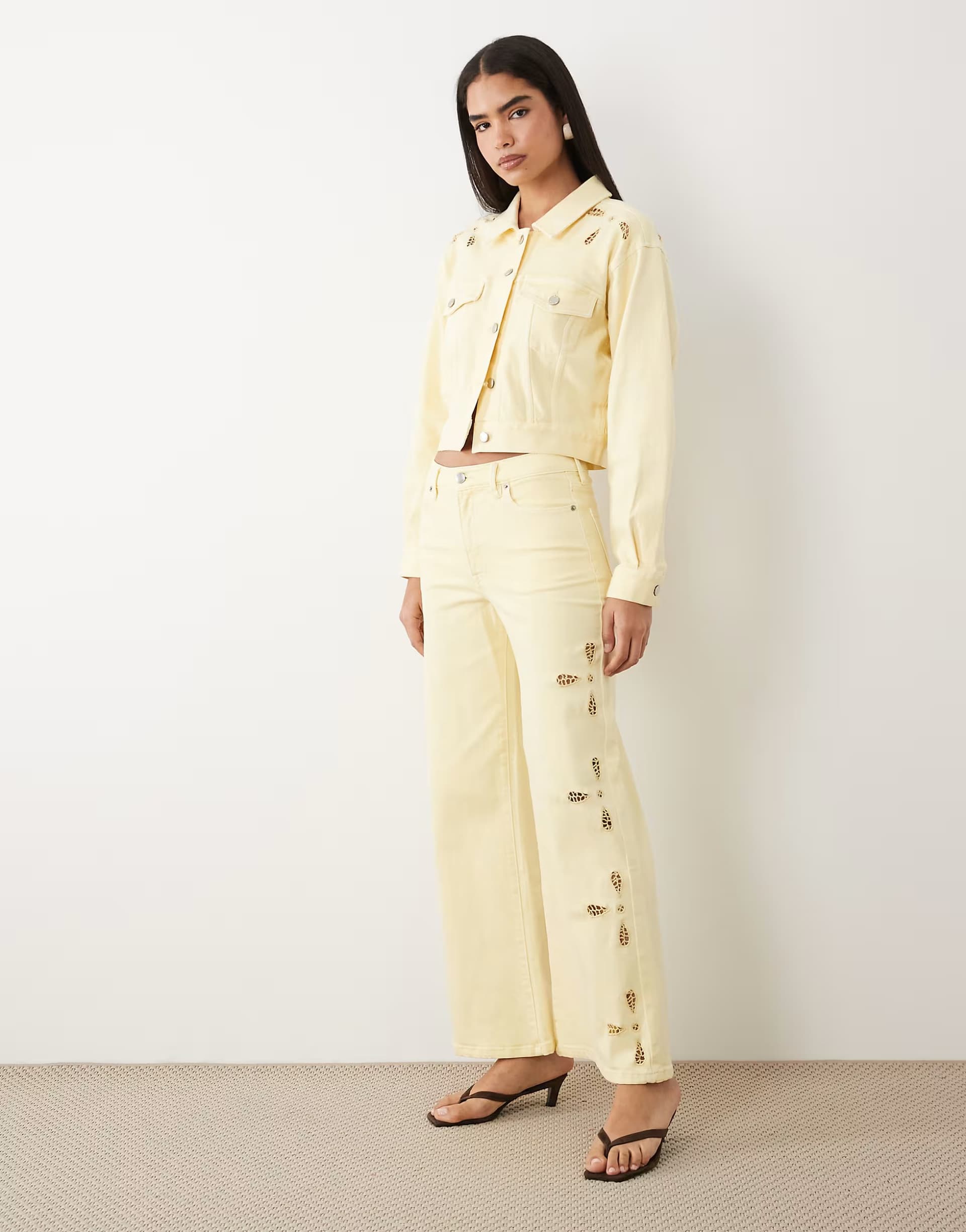 ASOS Good American essential denim co-ord with cut outs in lemon