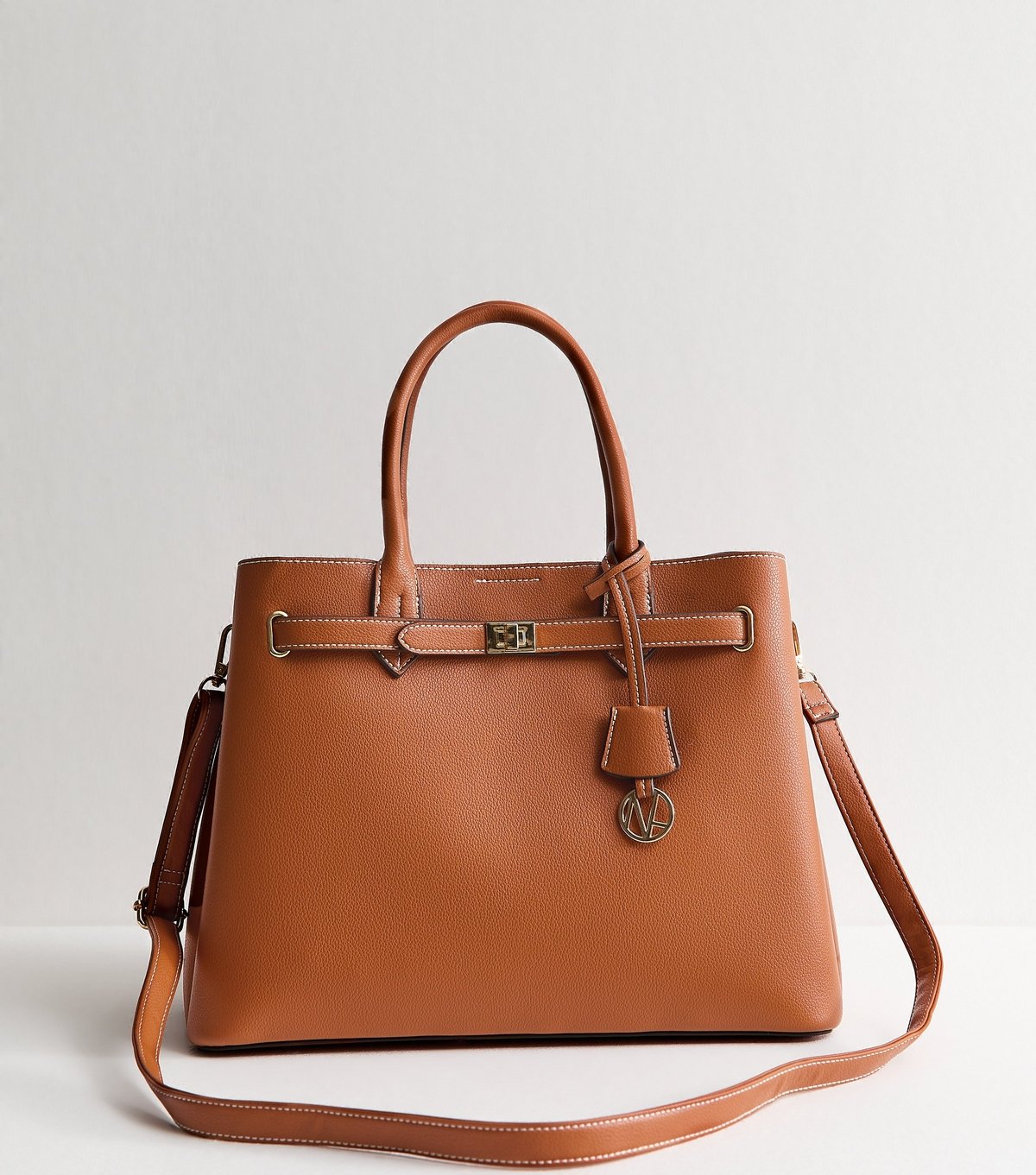 New Look Tan Faux Leather Triple Compartment Tote Bag Vegan New Look - 1