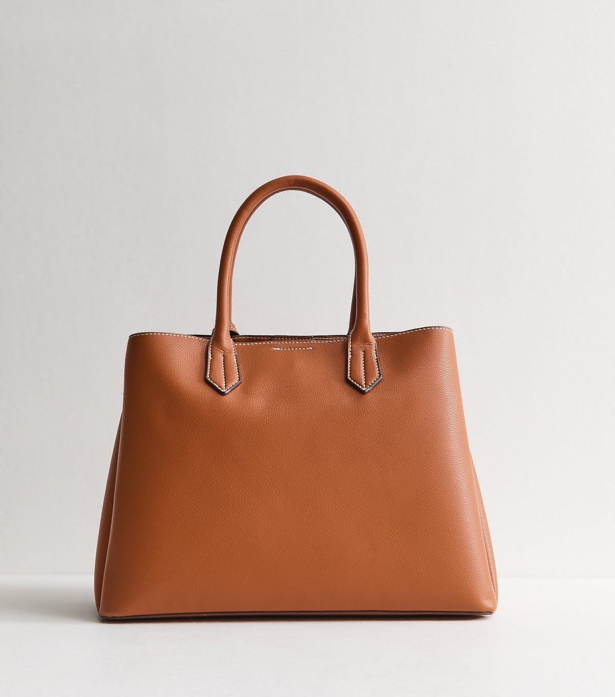 New Look Tan Faux Leather Triple Compartment Tote Bag Vegan New Look - 4