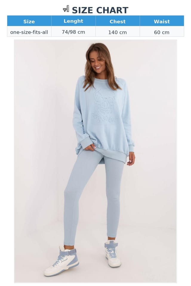 Love Lace Love Lace Women's Cotton Elastane Leggings Sweatshirt Set Style 202320 in Blue - 3
