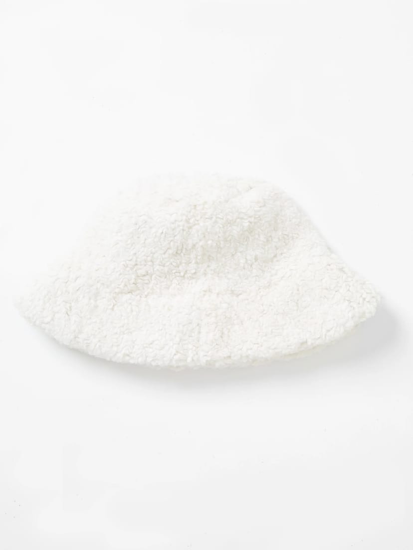 French Connection Faux Shearling Bucket Hat Oatmeal - 1