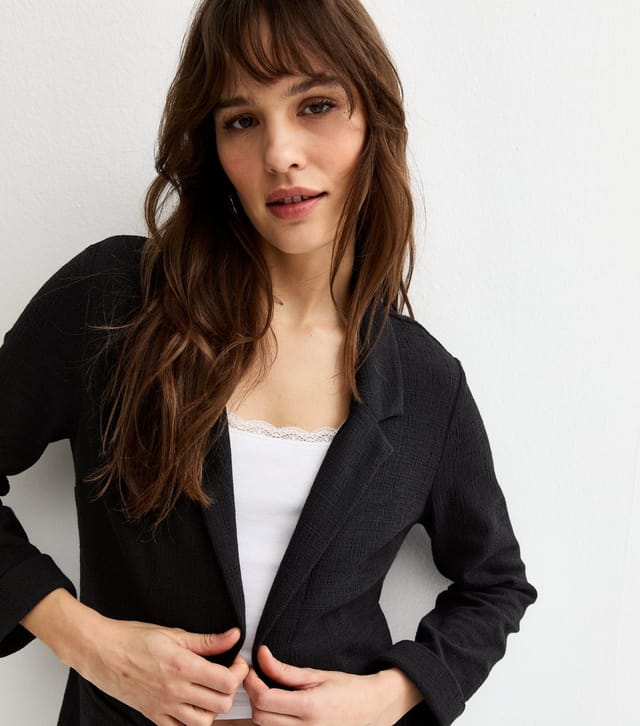 New Look Women's Tall Black Textured Stretch Jersey Blazer New Look - 2