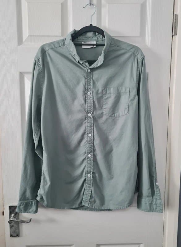 ASOS Asos shirt oxford long sleeve button smart casual brushed cotton size L Large sage green