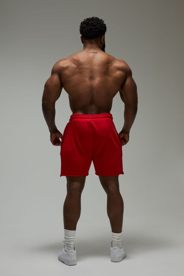 Training Dept. Training Dept. Men's Training Dept 5inch Loopback Raw Edge Short in Red - 2