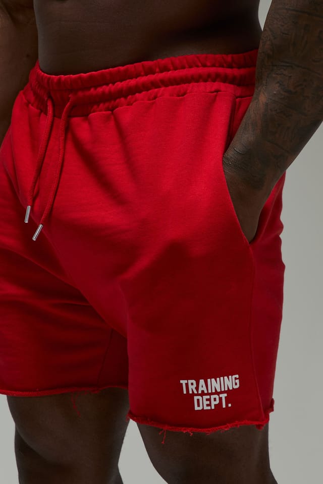 Training Dept. Training Dept. Men's Training Dept 5inch Loopback Raw Edge Short in Red - 3