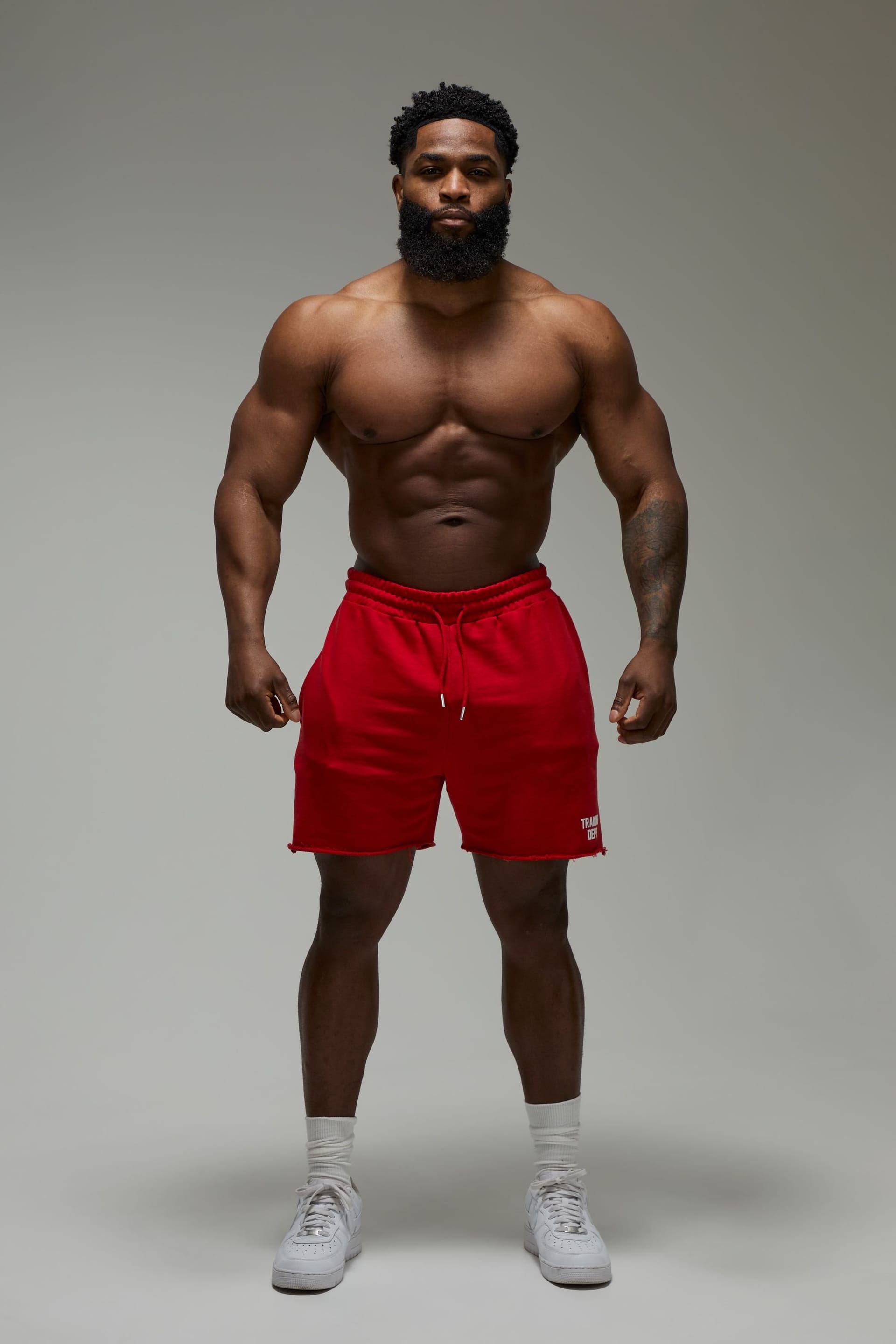 Training Dept. Training Dept. Men's Training Dept 5inch Loopback Raw Edge Short in Red - 4