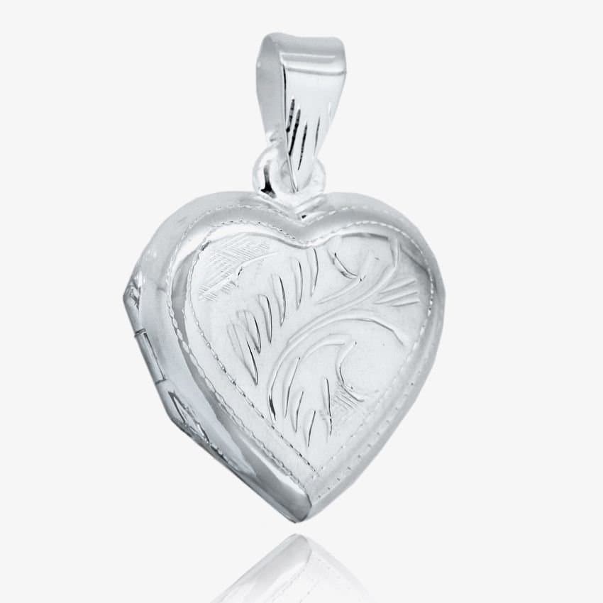 T.H.Baker T.H.Baker Women's Silver Heart Engraved Locket & Chain 8.65.1273