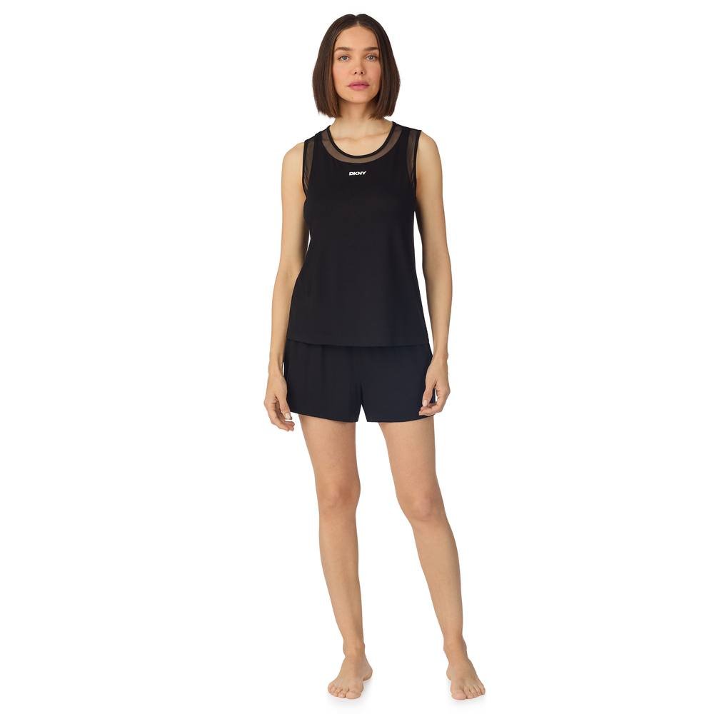 DKNY DKNY Women's Sleeveless crew tank & short boxer pyjama set in black - 2
