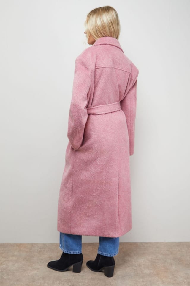 Oasis Oasis Women's Brushed Belted Coat in Pink - 3