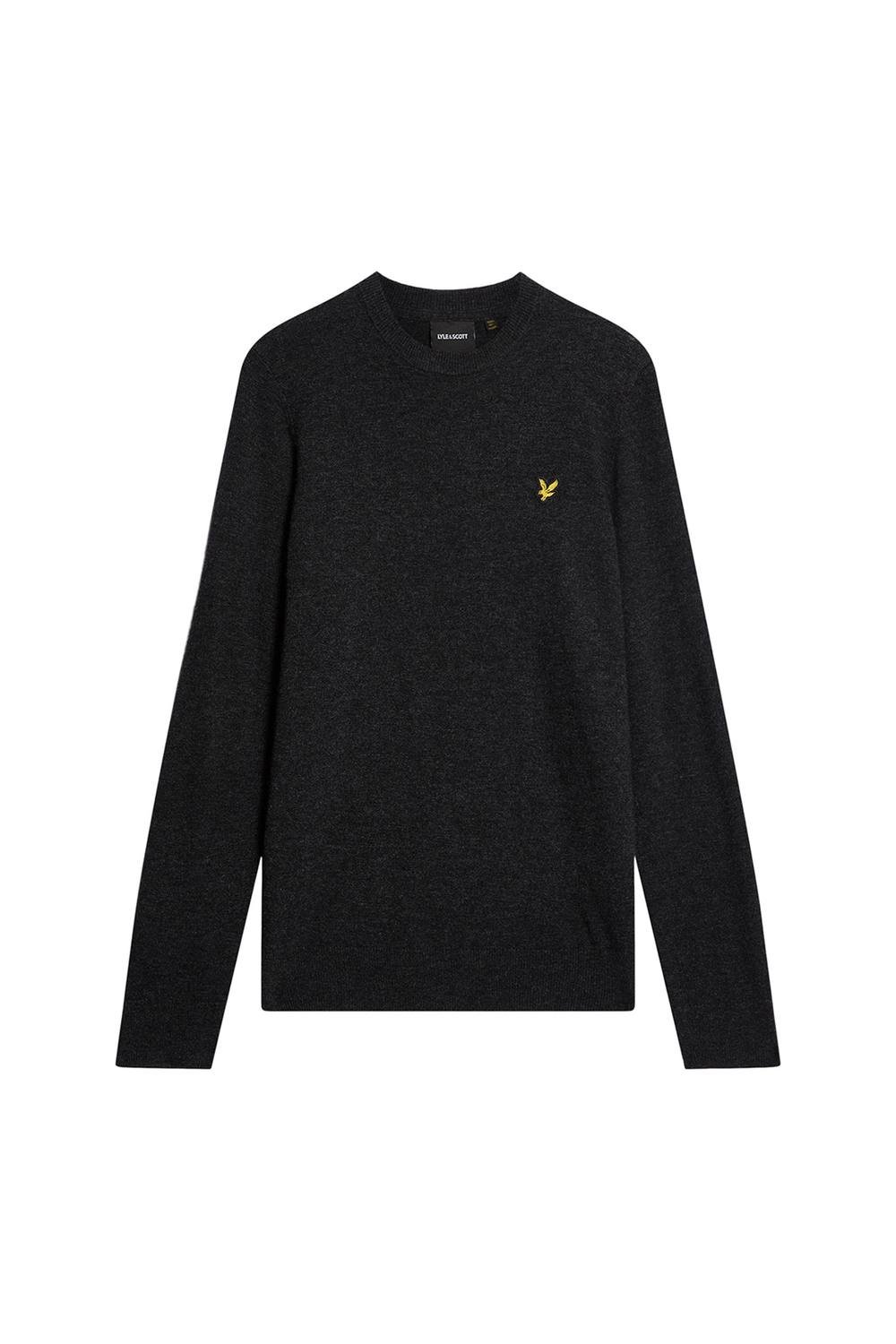 Lyle & Scott Lyle & Scott Men's Lambswool Blend Crew Neck Jumper Jet Black Marl - 1